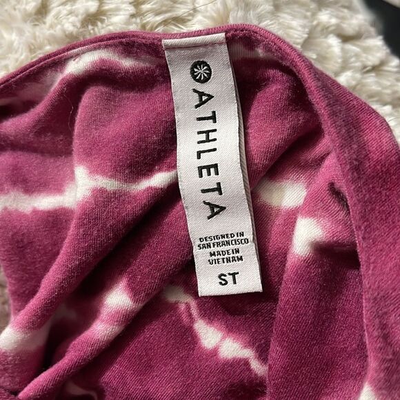 Athleta Santorini Thera Printed Tie Dye Fit Flare Purple Dress ST - Picture 4 of 6